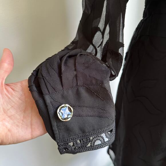 Suncoo Paris NWT Black Dress Sz T0 / XS Romantic Chic Feminine Designer Elegant - Picture 7 of 13